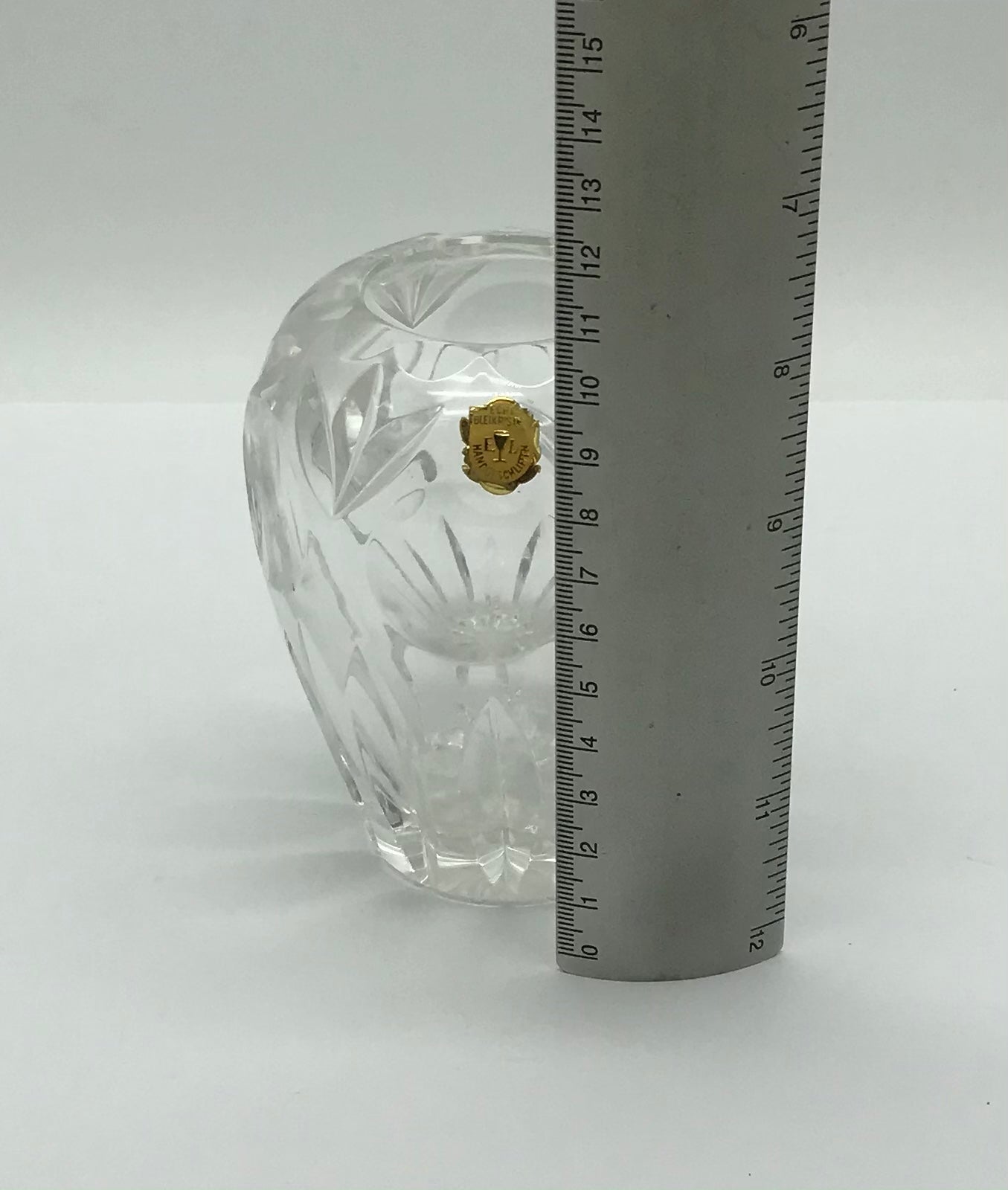 Kristall Bleikristall Vase Höhe 10,5cm, handgeschliffen