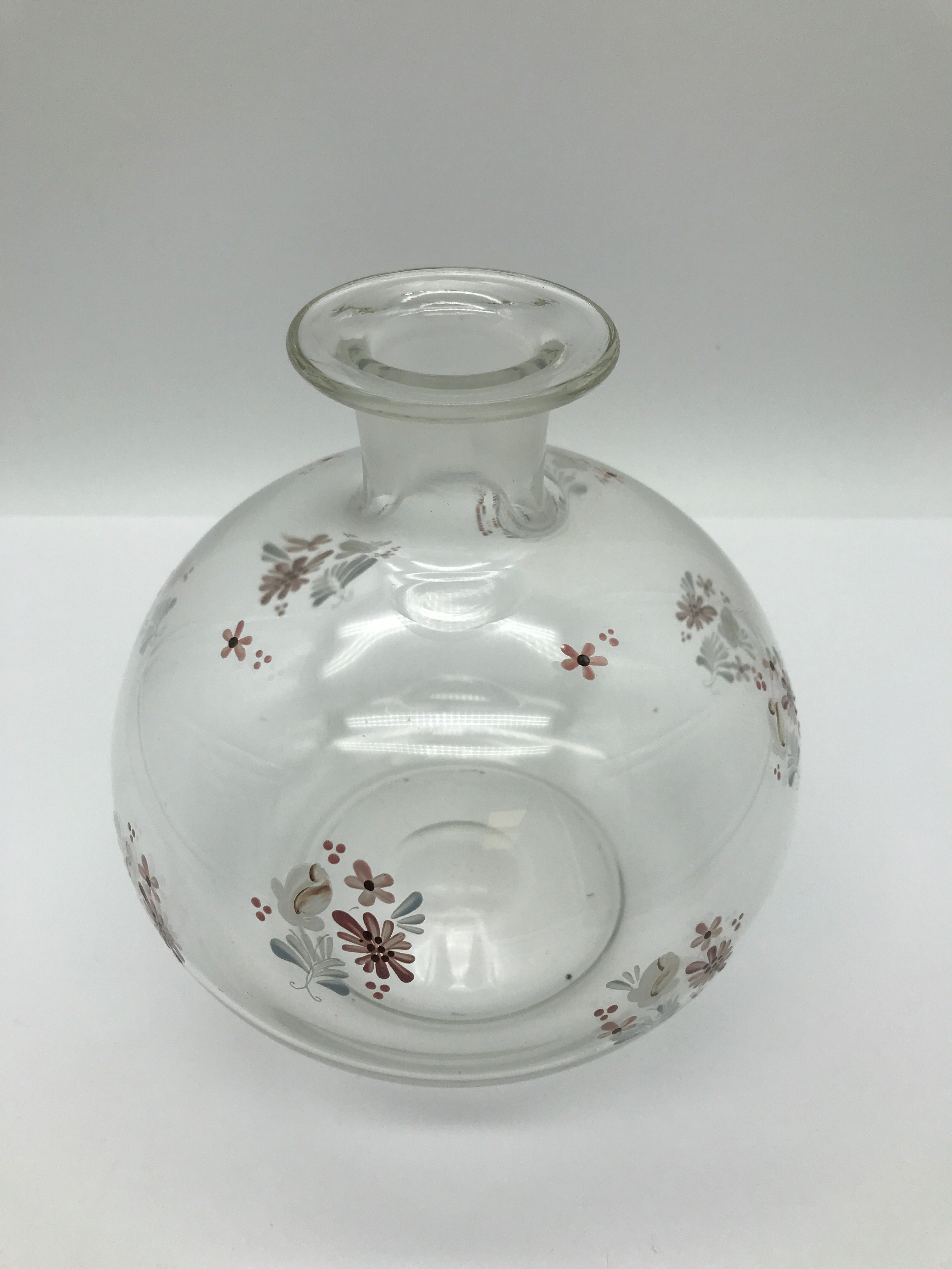 Glasvase Blumenvase Tischvase - Bauchvase mit Blumenmuster