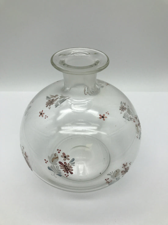 Glasvase Blumenvase Tischvase - Bauchvase mit Blumenmuster