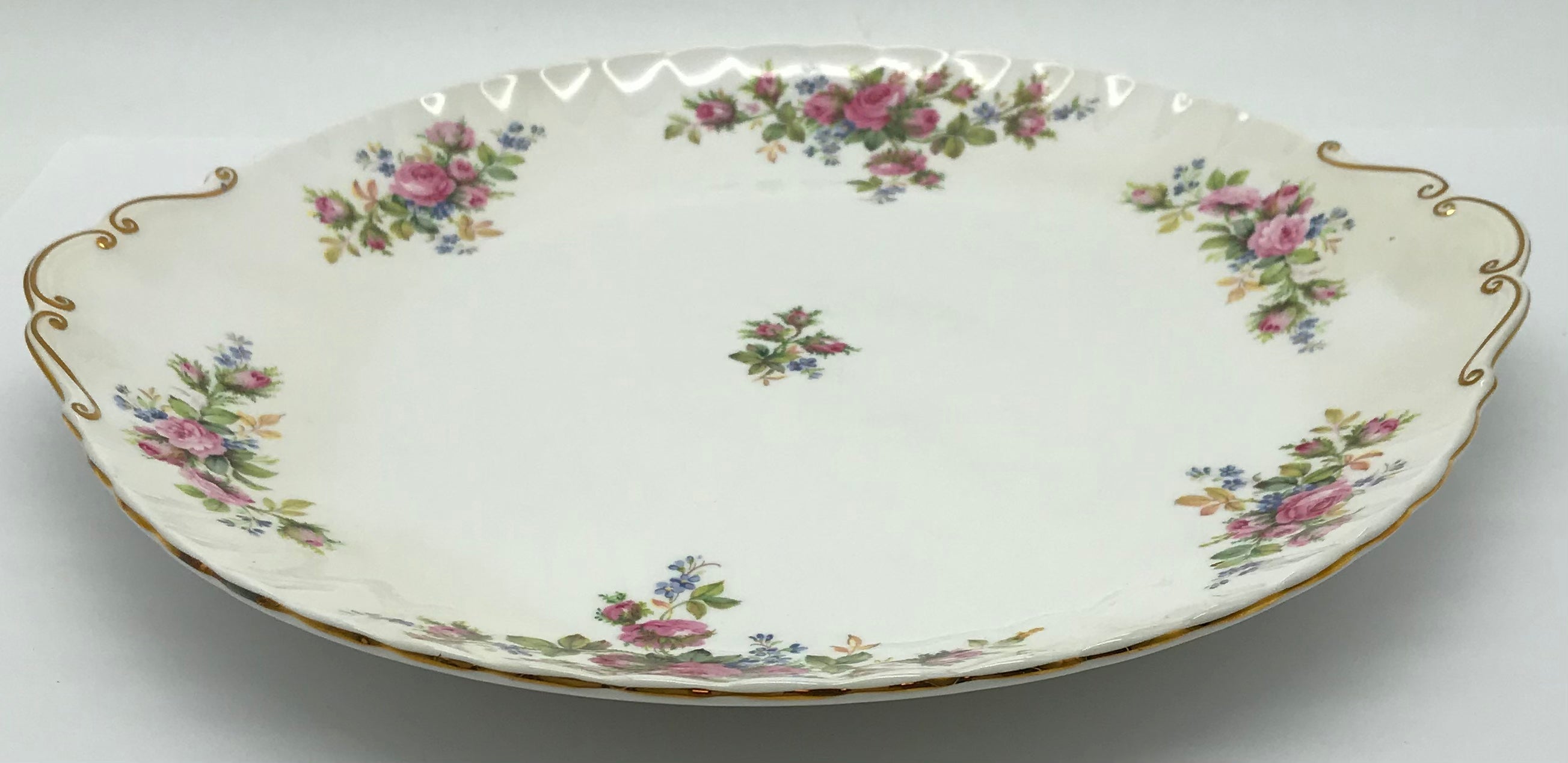 Royal Albert Moss Rose Bone China Goldrand Kuchenplatte Servierplatte