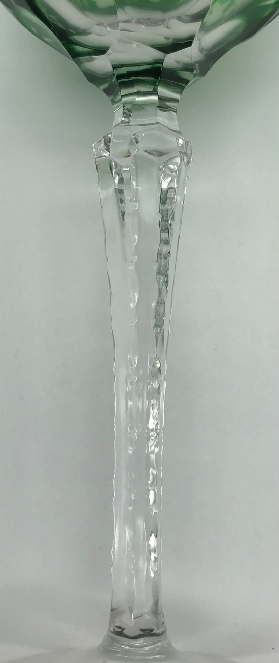 Kristall Weinglas Römer dunkelgrün handgeschliffen, Echt Bleikristall