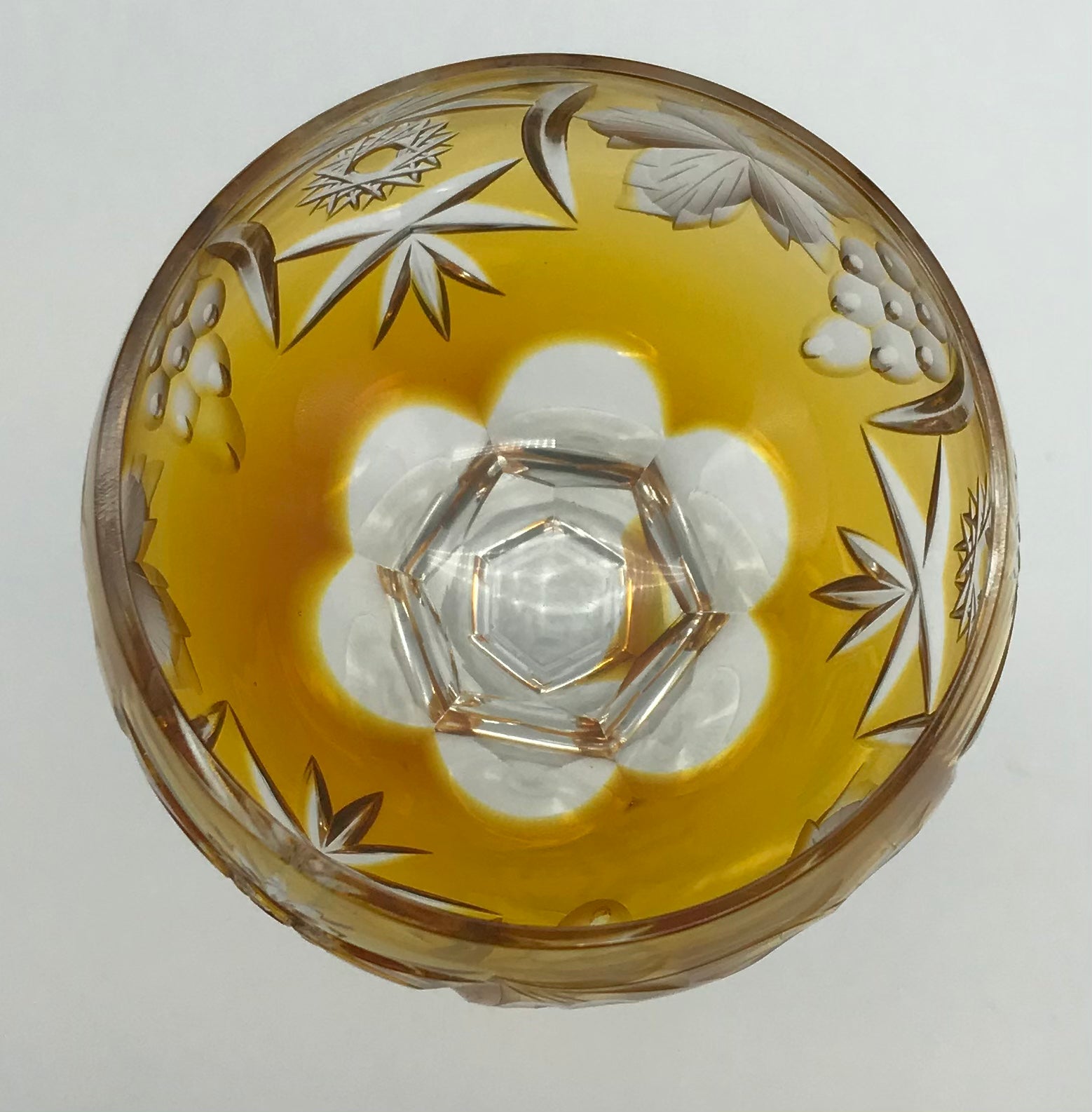 Kristall Weinglas Römer orange handgeschliffen, Echt Bleikristall