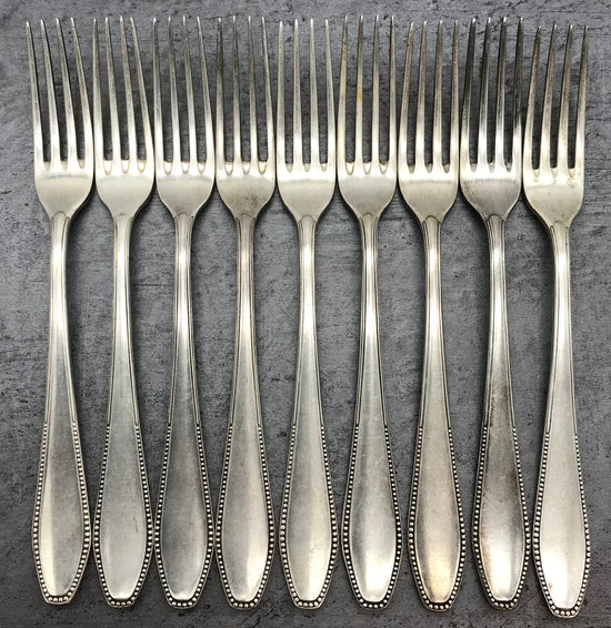 Besteck, Gabeln, 9 Stk. 60er versilbert