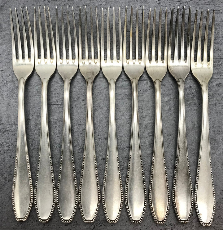 Besteck, Gabeln, 9 Stk. 60er versilbert