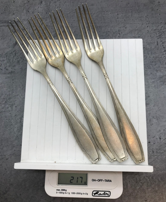 Besteck, Gabeln, 4 Stk. 90er versilbert