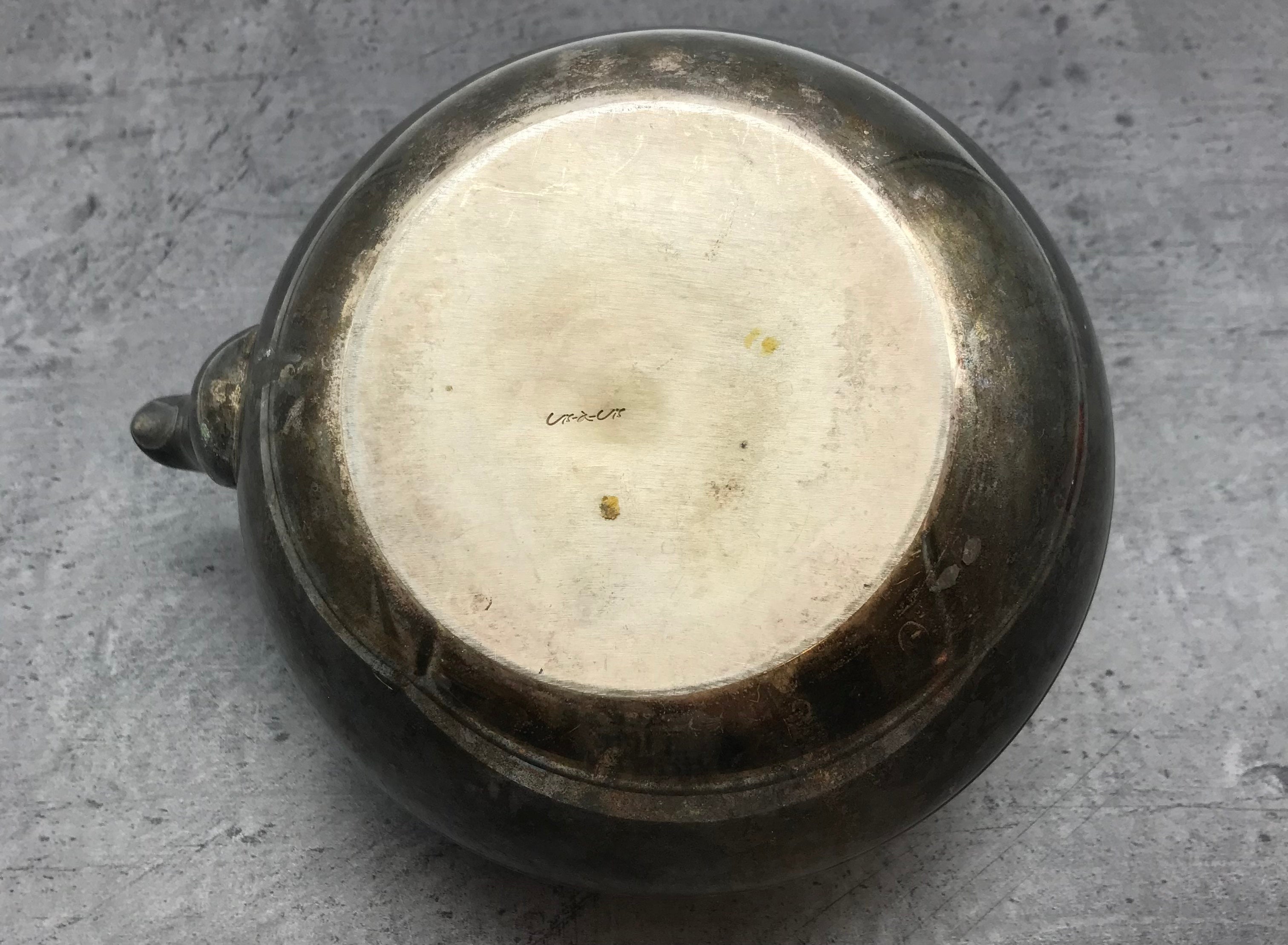 Teekanne mit Henkel, versilbert