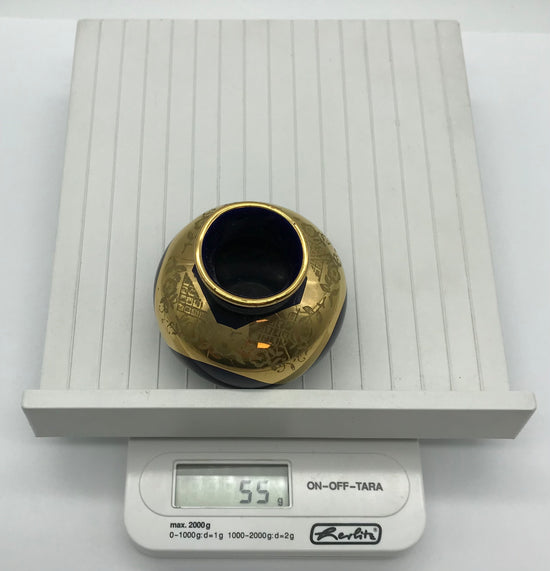 Kleine Vase Dunkelblau Gold Blumen Dekor