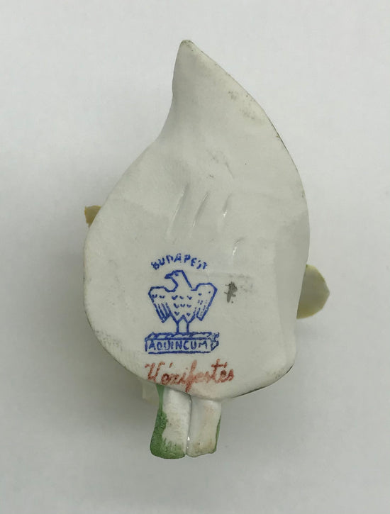 Porzellan Rose Blume Aquincum Budapest handbemalt, gelb