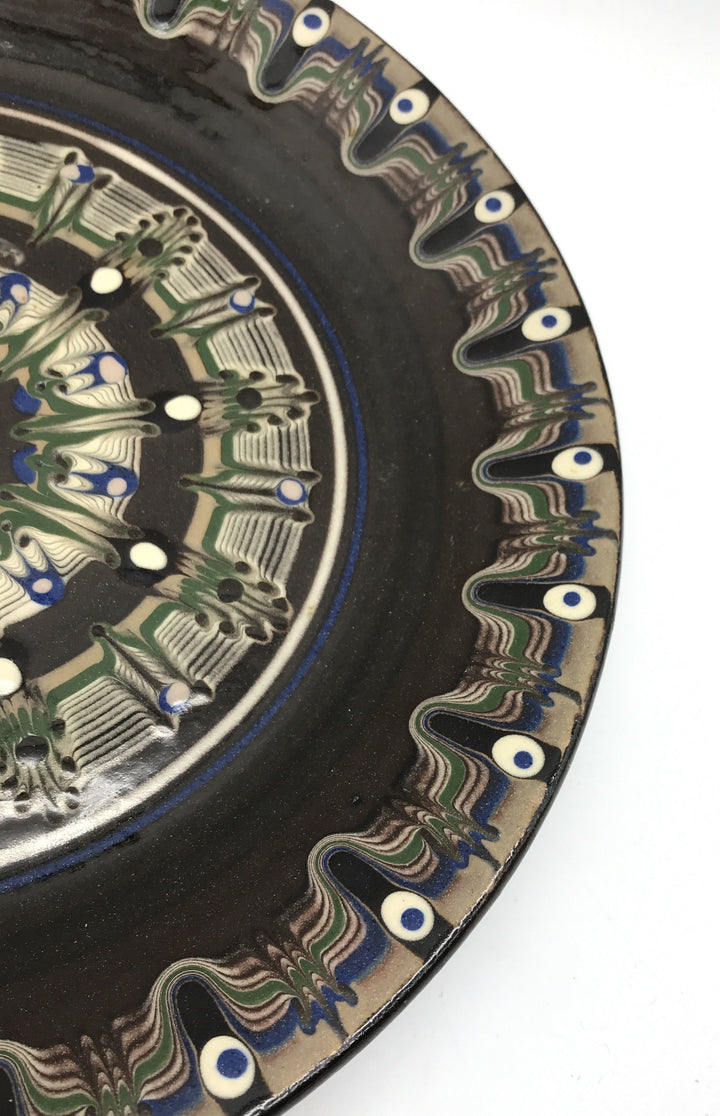 Wandteller Keramik, braun gemustert, Deko, 26,5 cm Durchmesser