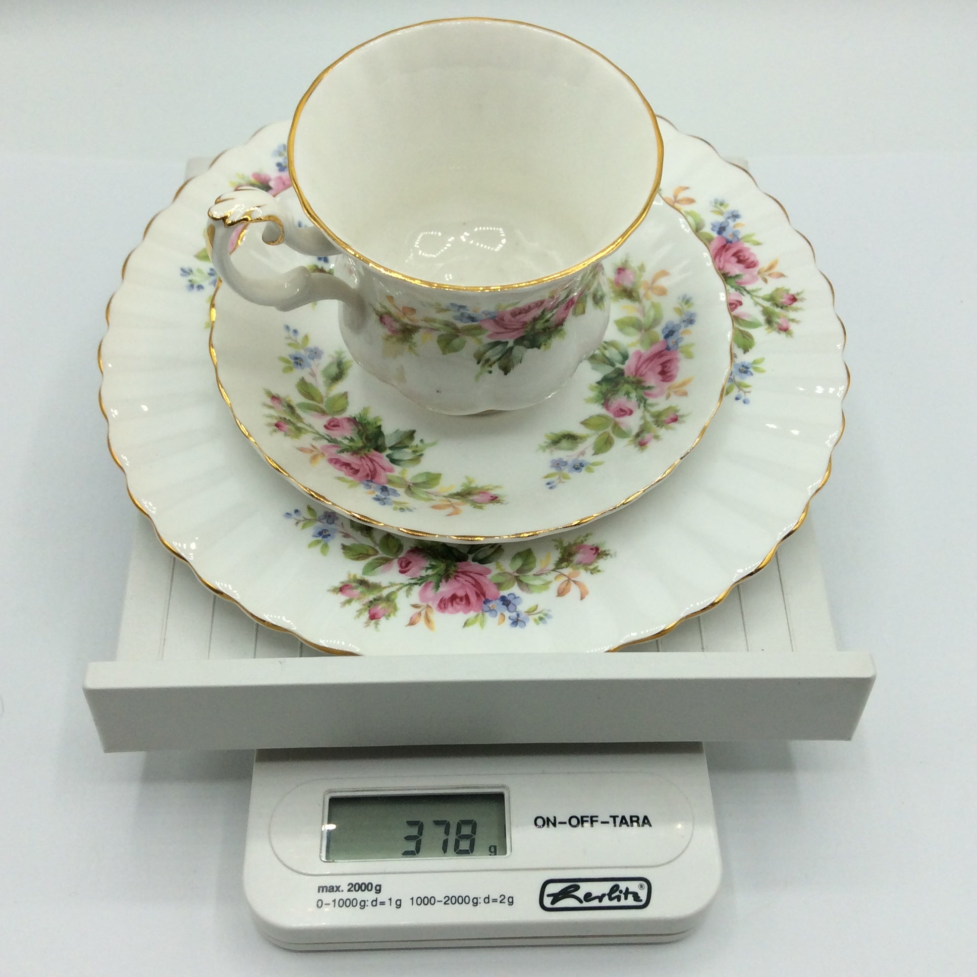 Royal Albert MOSS ROSE Kaffeegedeck 3tlg. Sammeltasse Bone China England