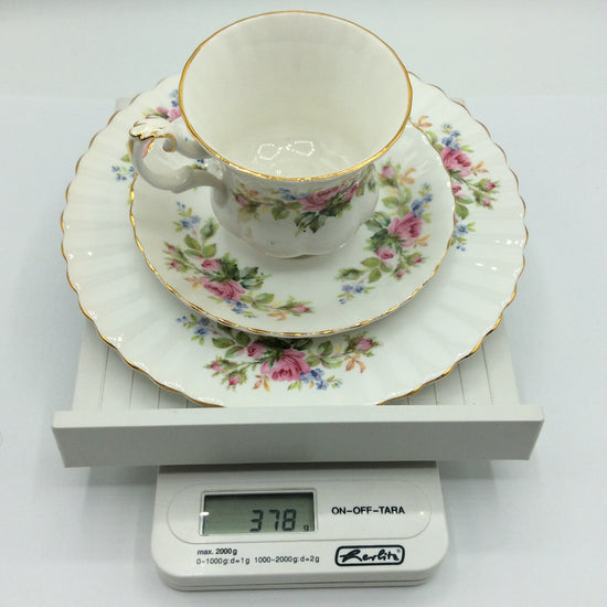 Royal Albert MOSS ROSE Kaffeegedeck 3tlg. Sammeltasse Bone China England