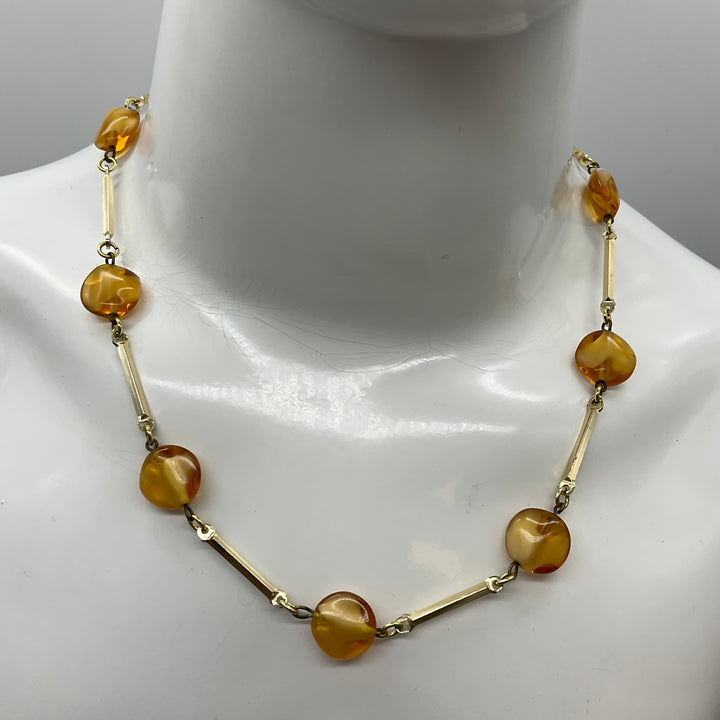 Modeschmuck Kette, Statement Kette, goldfarben mit Steinen