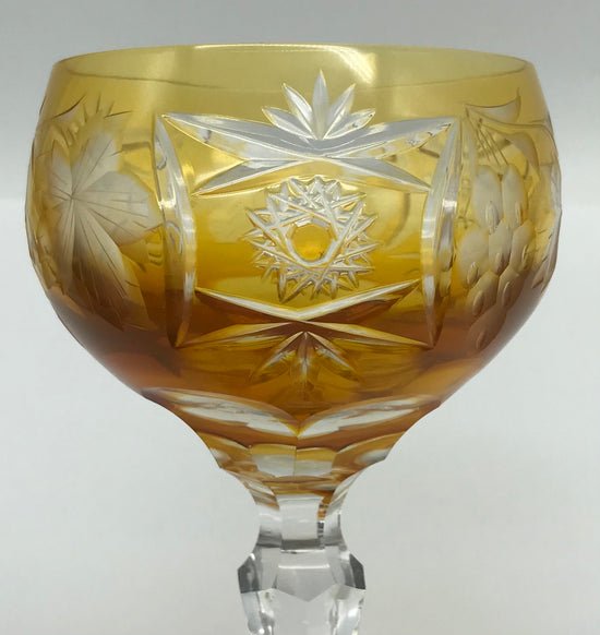 Kristall Weinglas Römer orange handgeschliffen, Echt Bleikristall