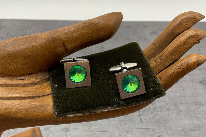 Manschettenknöpfe, Silberfarben mit Türkis/blauem Stein