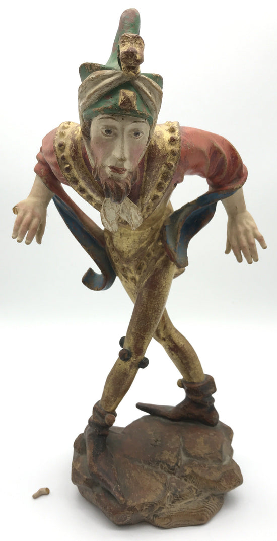 Moriskentänzer Zauberer, Schenna K. Kostner 1980, handgeschnitzt, 35,5cm hoch