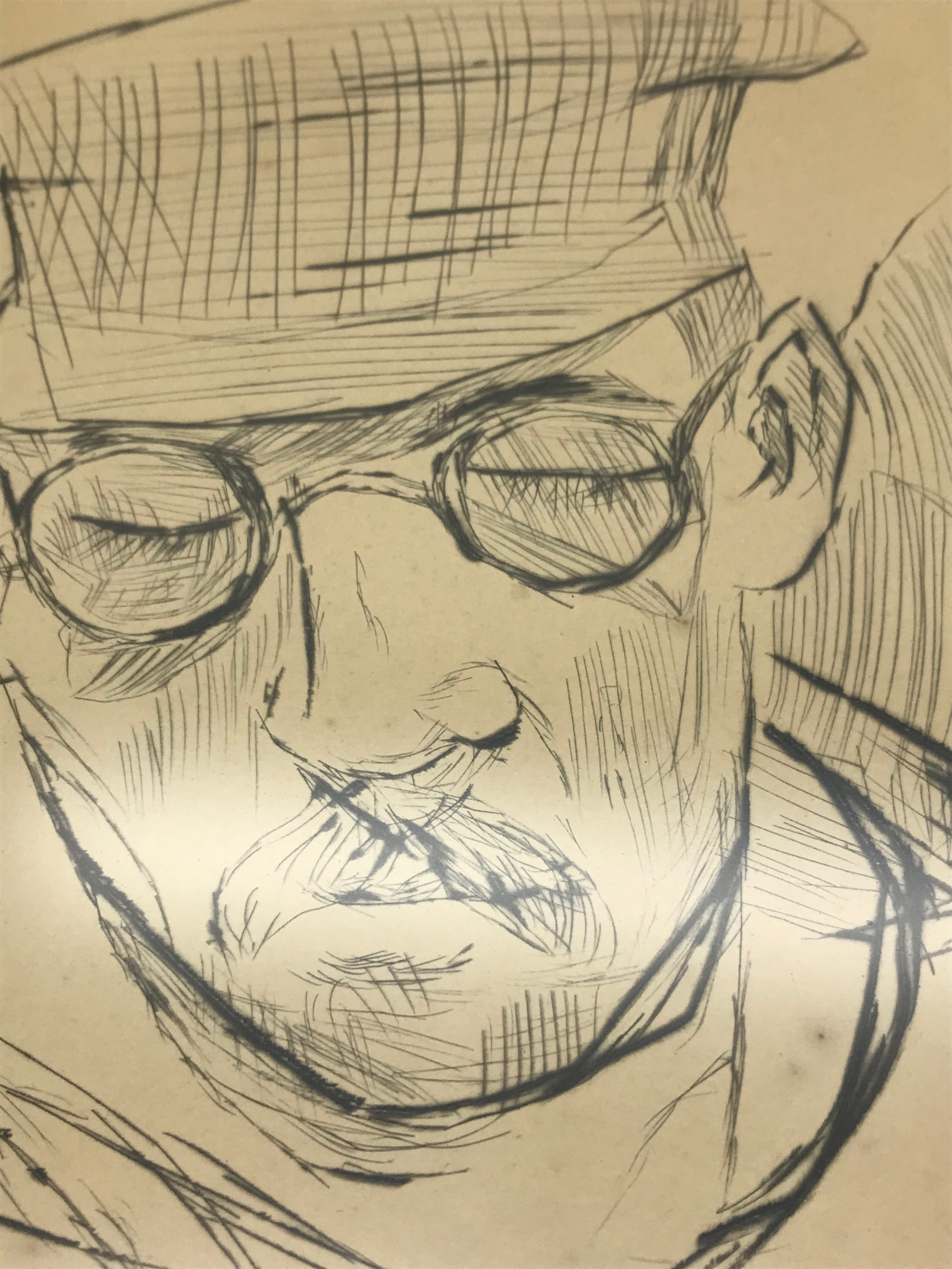 Max Beckmann ein Selbstporträt in Kaltnadeltechnik