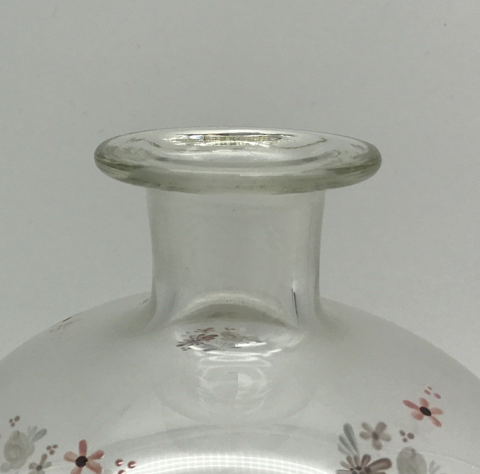 Glasvase Blumenvase Tischvase - Bauchvase mit Blumenmuster