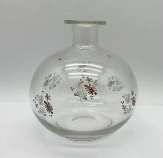 Glasvase Blumenvase Tischvase - Bauchvase mit Blumenmuster