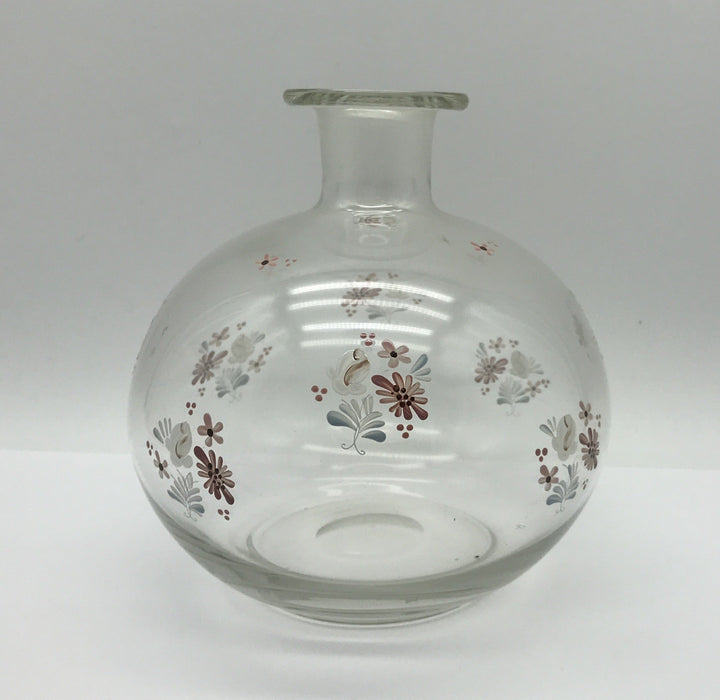 Glasvase Blumenvase Tischvase - Bauchvase mit Blumenmuster