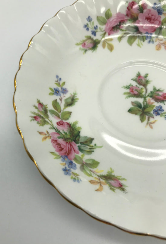 6 x Royal Albert Moss Rose Bone China Unterteller, Teeteller Blumendekor