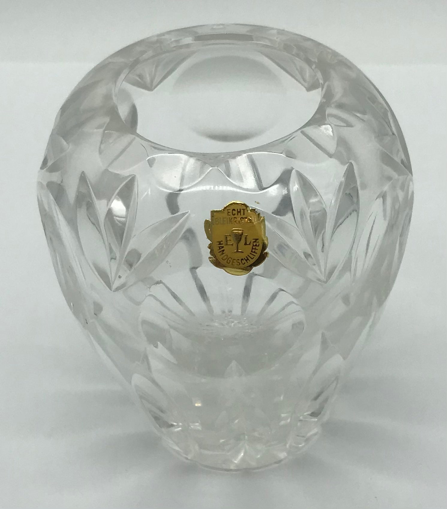 Kristall Bleikristall Vase Höhe 10,5cm, handgeschliffen