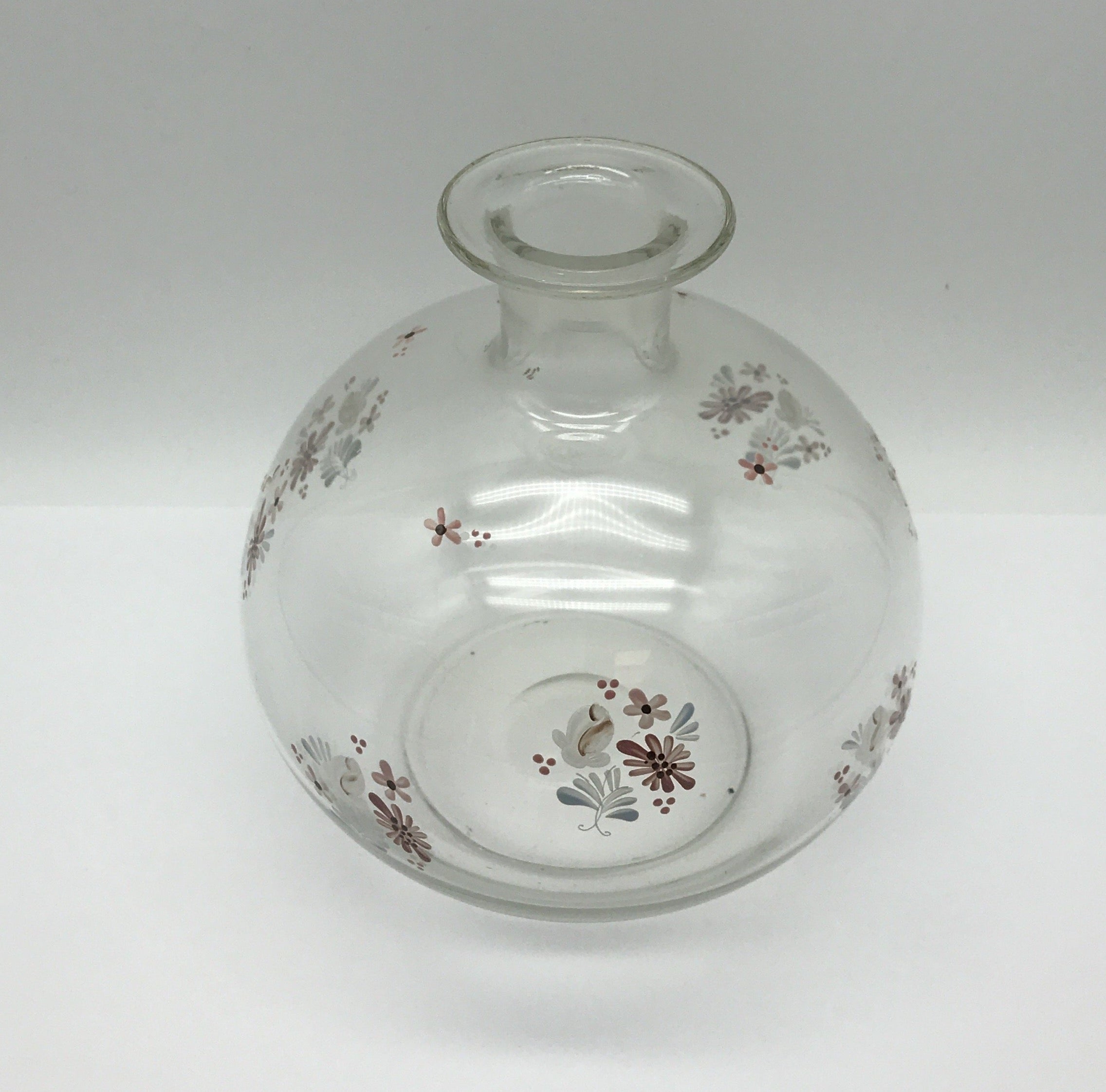 Glasvase Blumenvase Tischvase - Bauchvase mit Blumenmuster