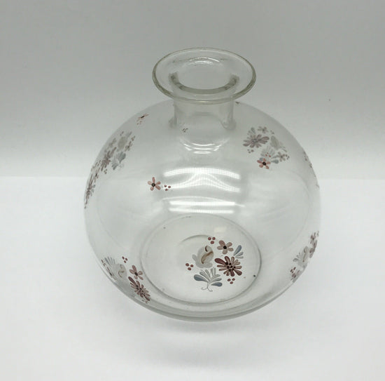 Glasvase Blumenvase Tischvase - Bauchvase mit Blumenmuster