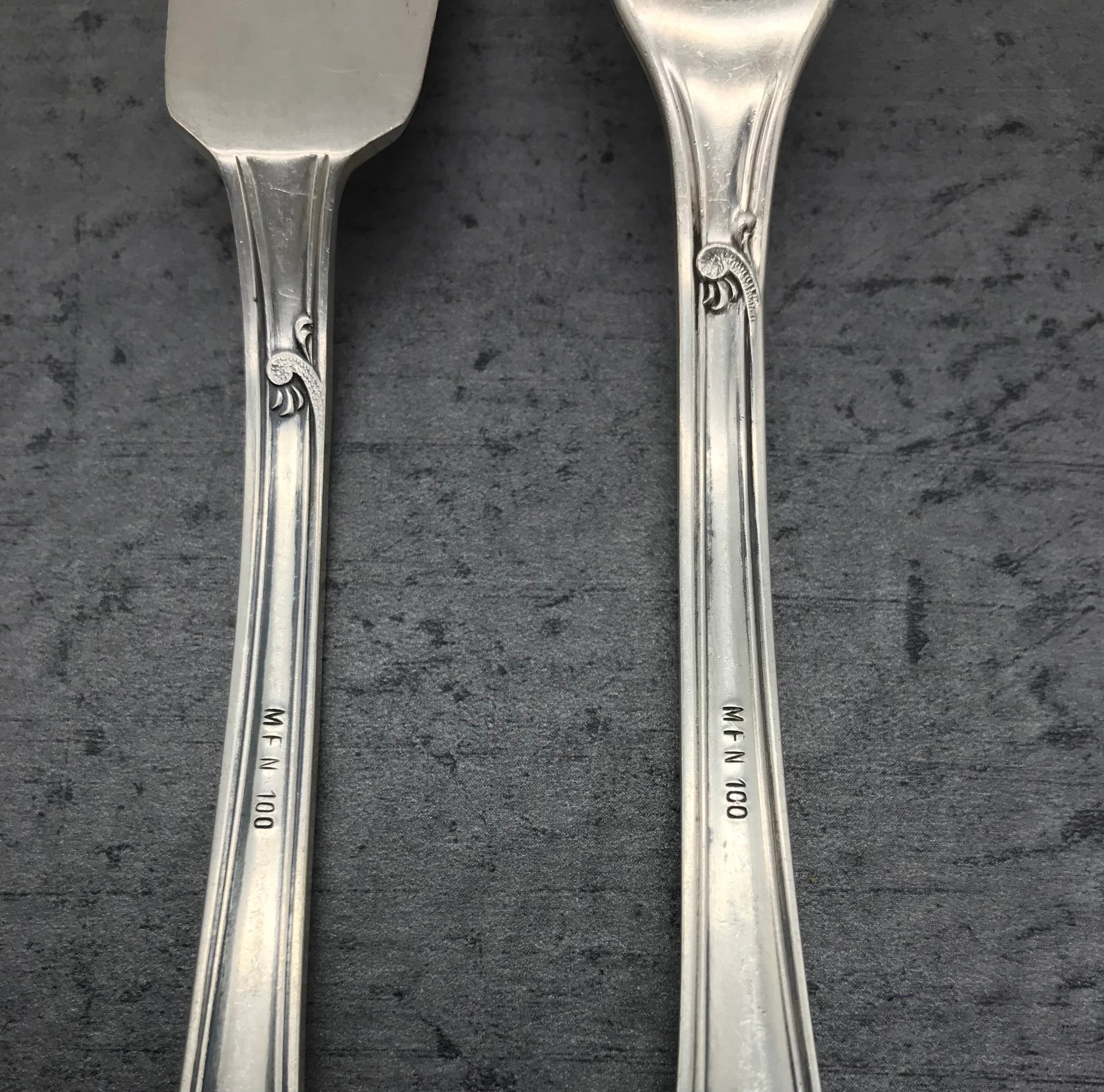 Fischbesteck, 4 Tlg., MFN 100er Silber, 2 Gabeln und 2 Messer