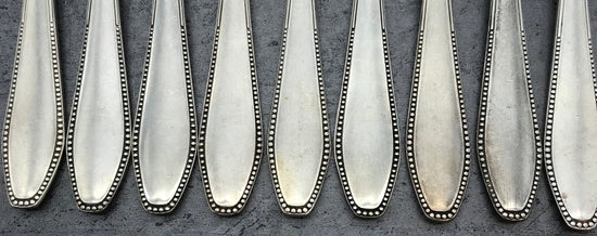 Besteck, Gabeln, 9 Stk. 60er versilbert