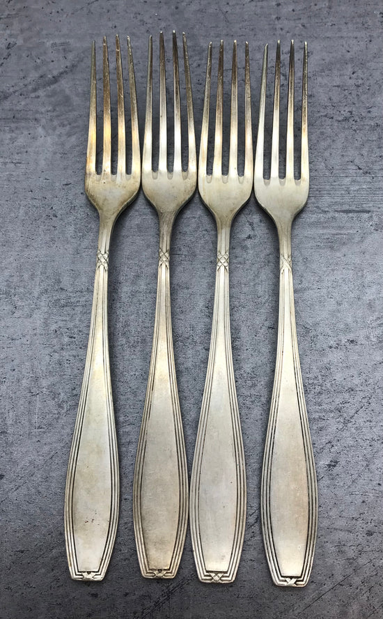 Besteck, Gabeln, 4 Stk. 90er versilbert