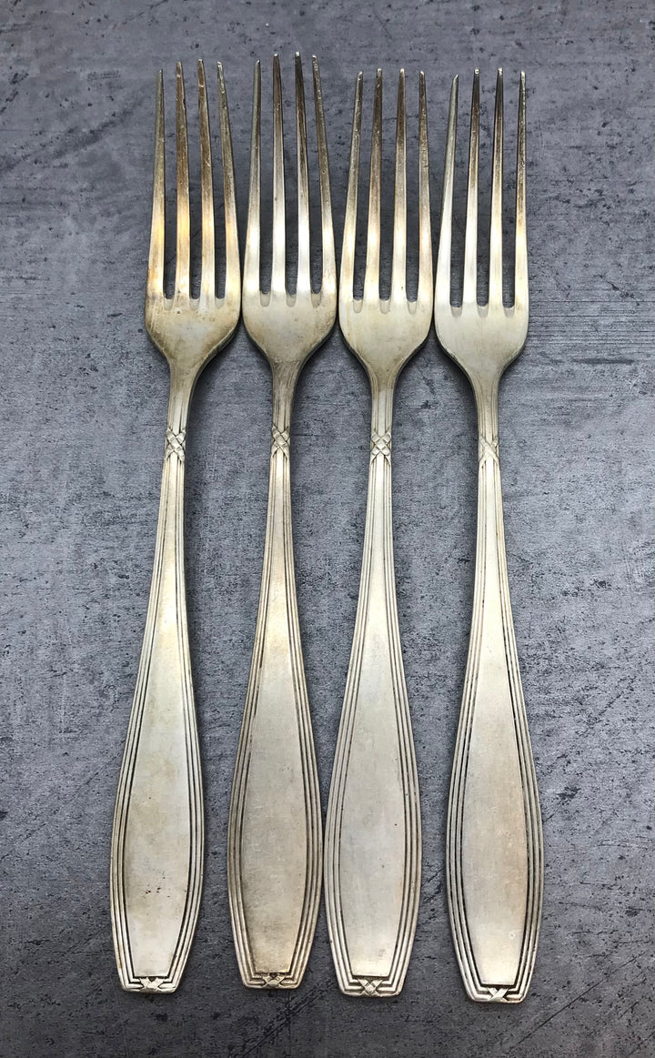 Besteck, Gabeln, 4 Stk. 90er versilbert