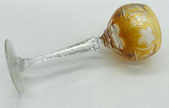 Kristall Weinglas Römer orange handgeschliffen, Echt Bleikristall