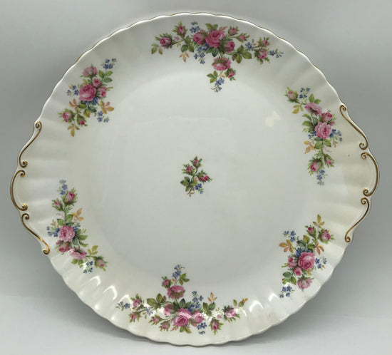 Royal Albert Moss Rose Bone China Goldrand Kuchenplatte Servierplatte