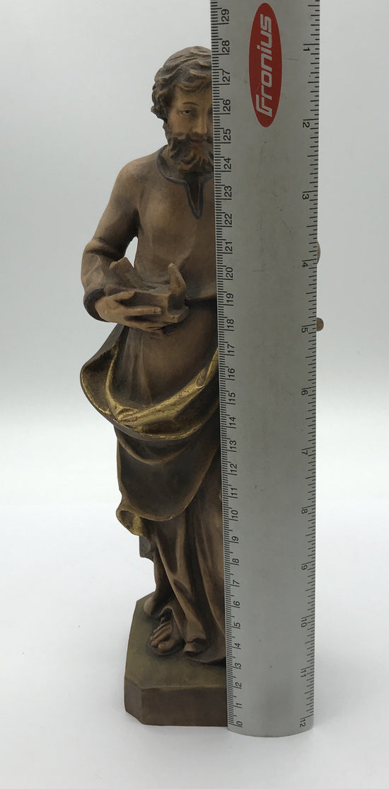 Josef als Handwerker mit Langsäge, Holzgeschnitzt, 30 cm hoch