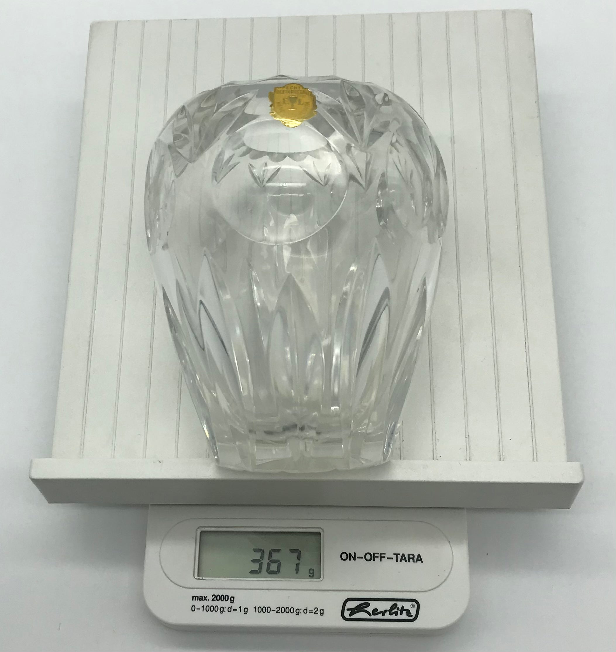 Kristall Bleikristall Vase Höhe 10,5cm, handgeschliffen