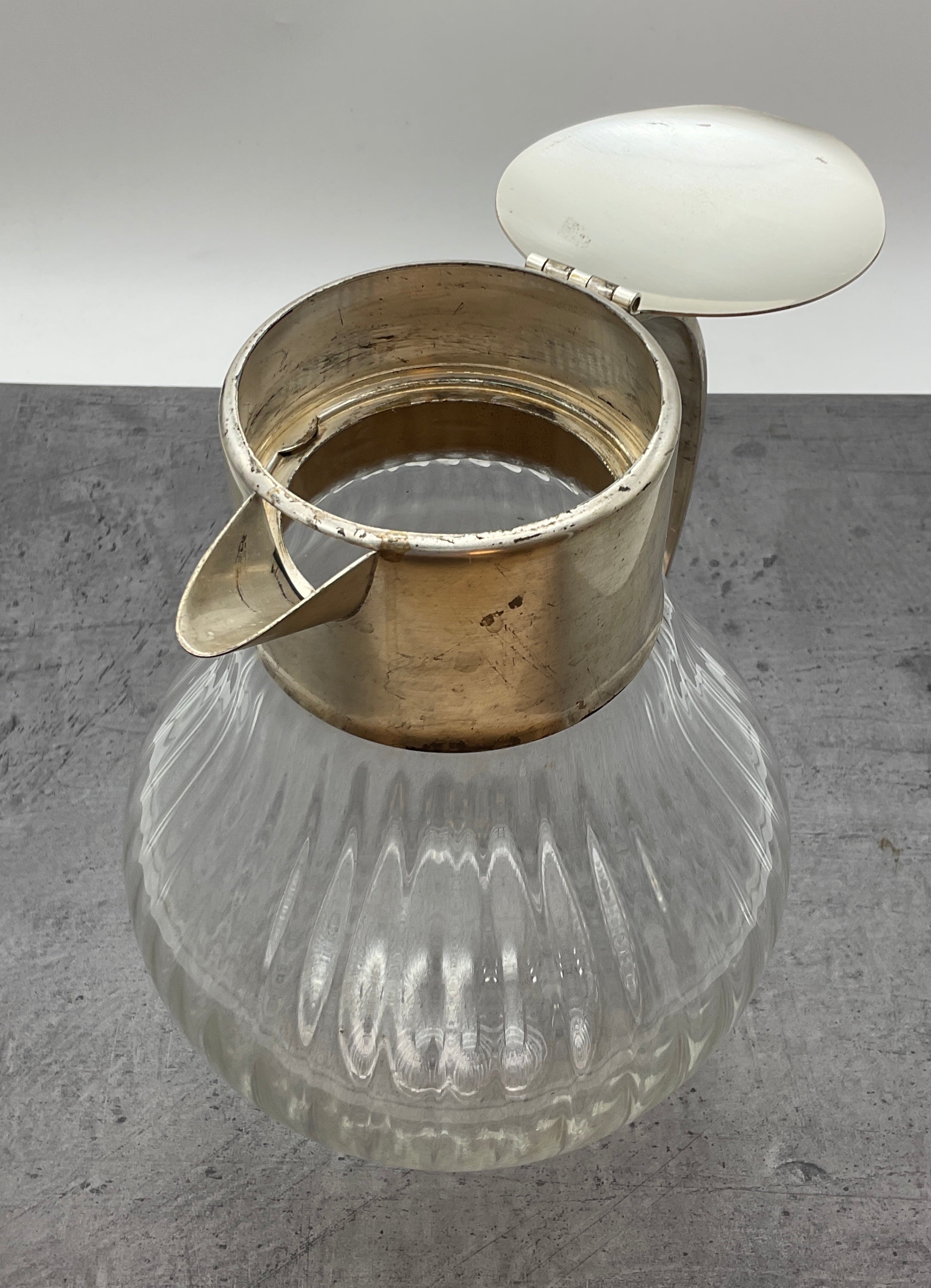 große bauchige Glas Karaffe mit klapp Deckel