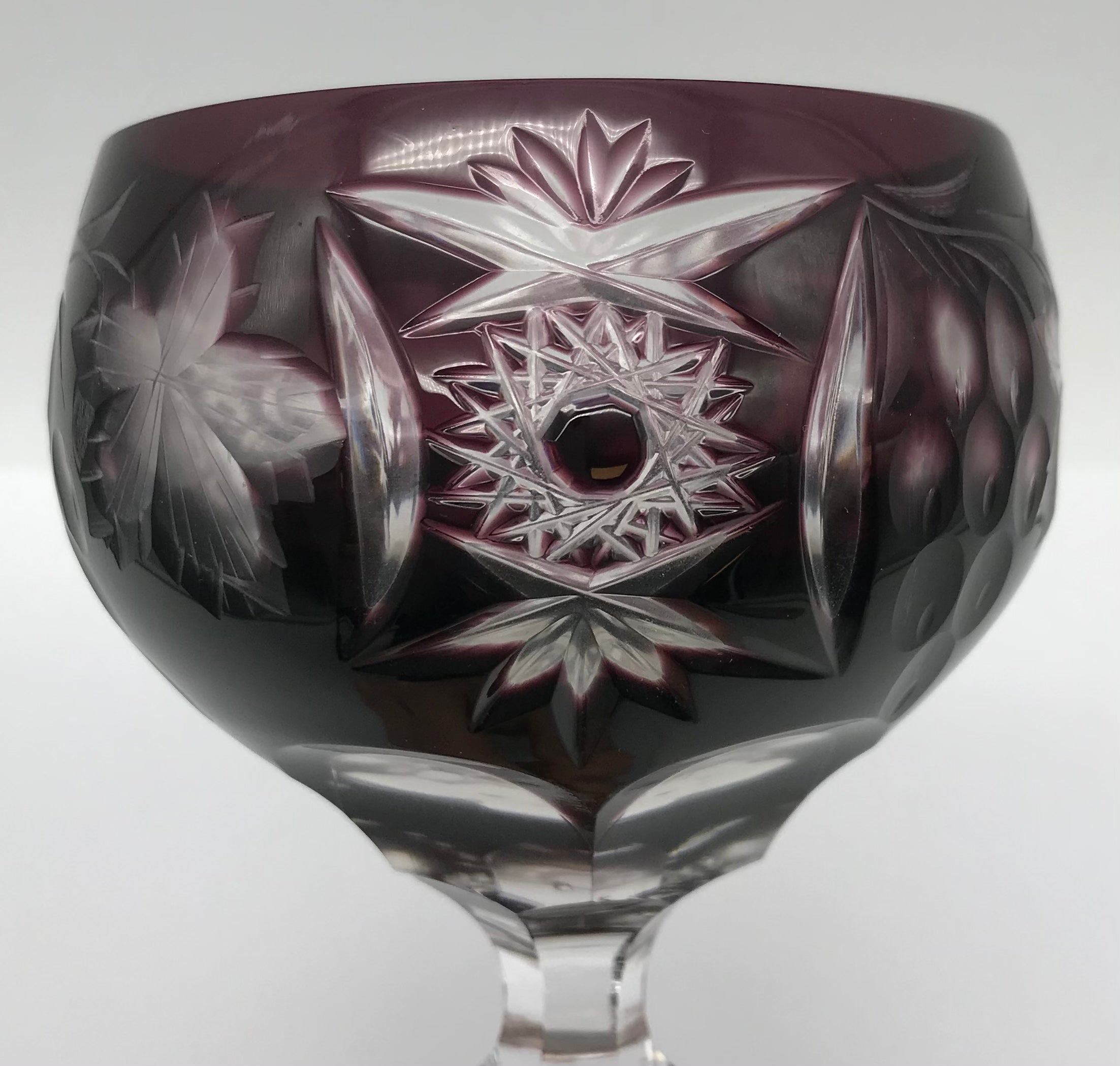 Kristall Weinglas Römer lila handgeschliffen, Echt Bleikristall