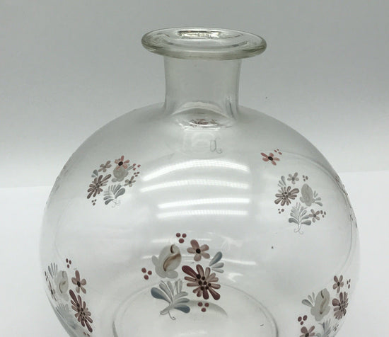 Glasvase Blumenvase Tischvase - Bauchvase mit Blumenmuster