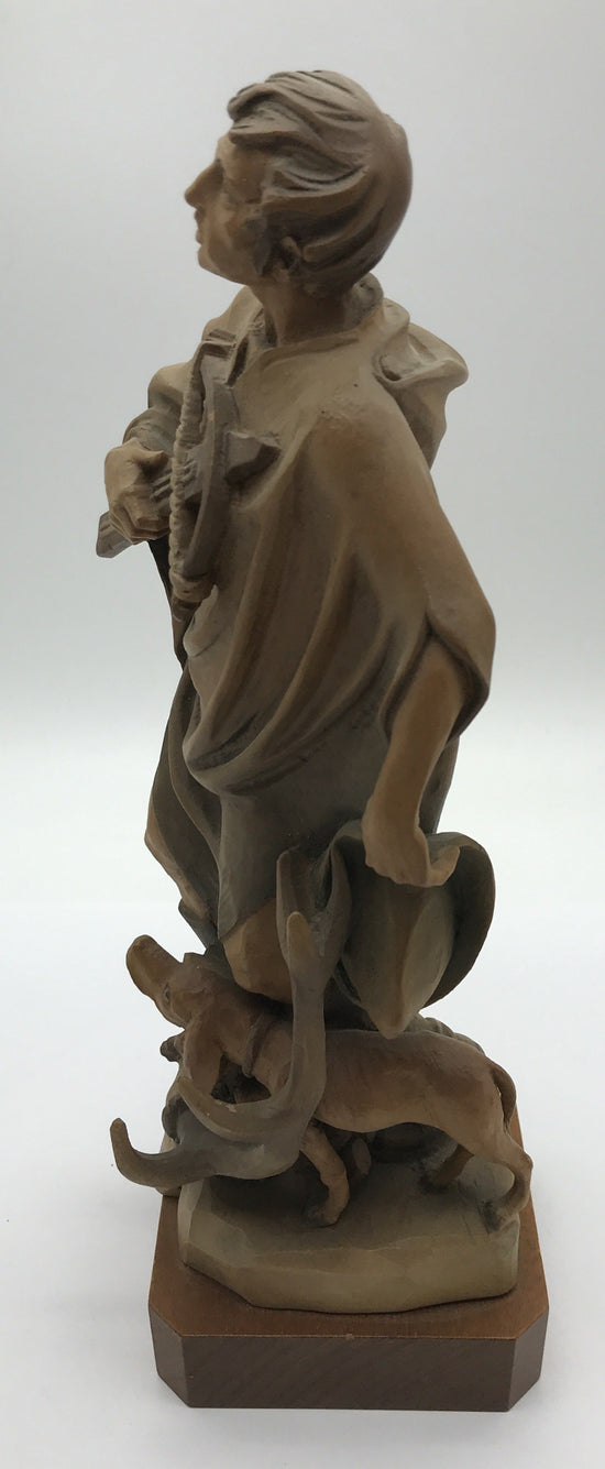 Holzfigur Jäger mit Hund und Armbrust, Holz geschnitzt, 28 cm hoch