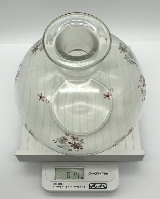 Glasvase Blumenvase Tischvase - Bauchvase mit Blumenmuster