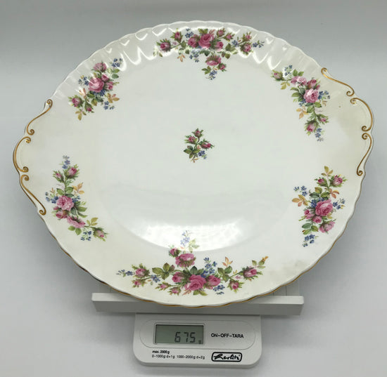 Royal Albert Moss Rose Bone China Goldrand Kuchenplatte Servierplatte