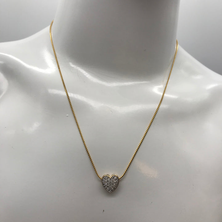 Swarovski, Halskette, goldfarben mit Herzanhänger und Glitzersteinen