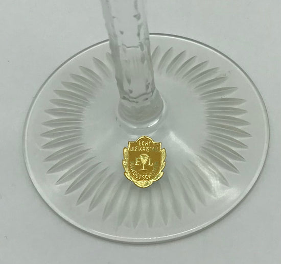 Kristall Weinglas Römer dunkelgrün handgeschliffen, Echt Bleikristall