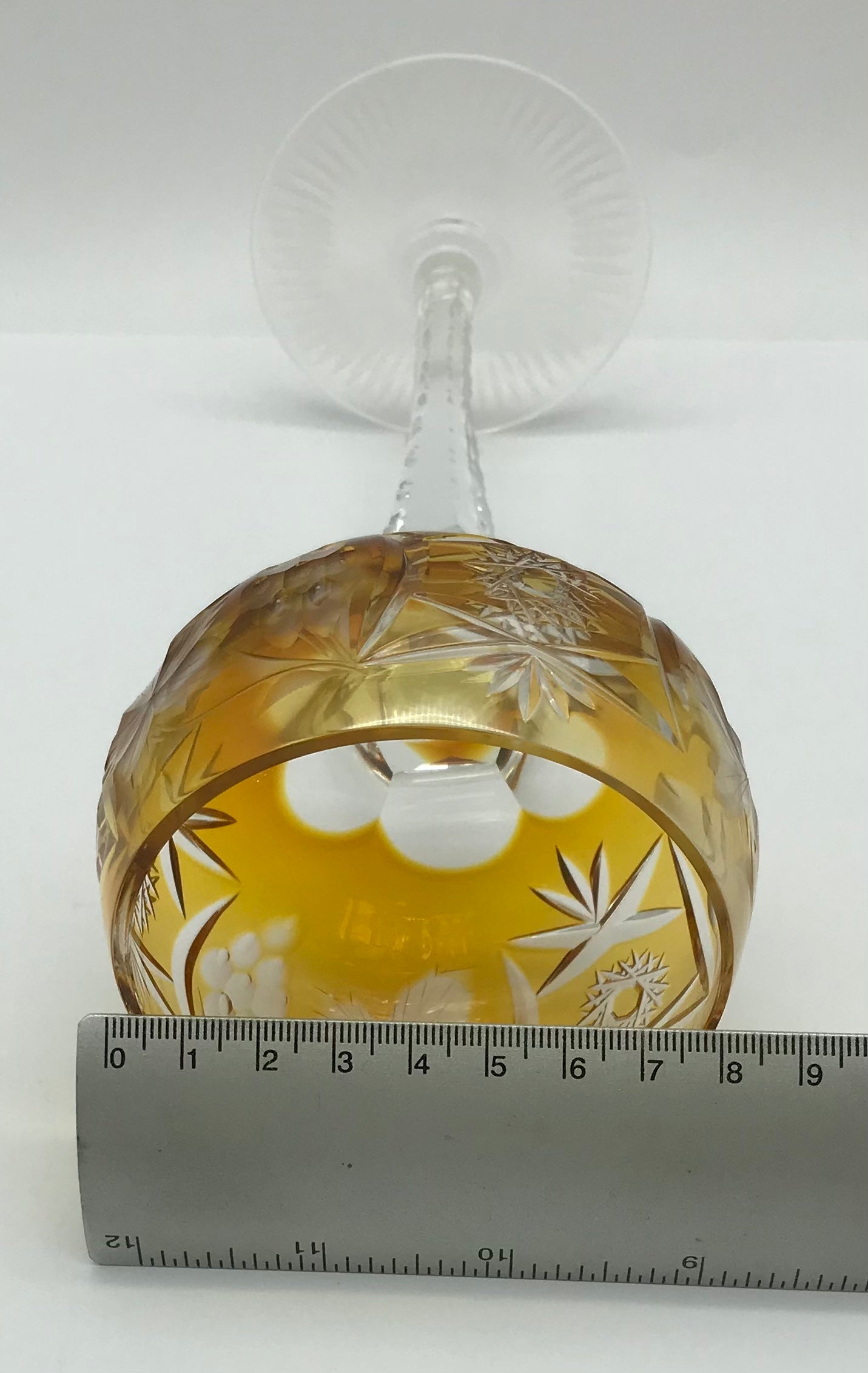 Kristall Weinglas Römer orange handgeschliffen, Echt Bleikristall