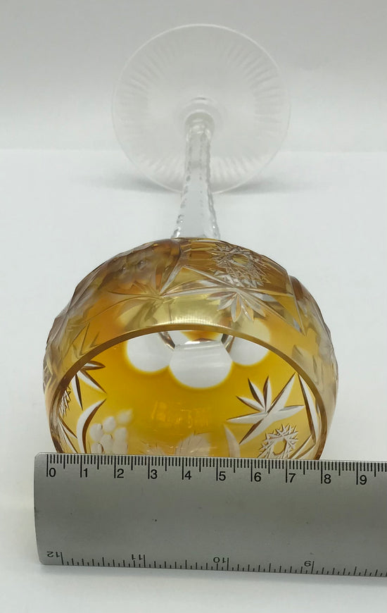 Kristall Weinglas Römer orange handgeschliffen, Echt Bleikristall