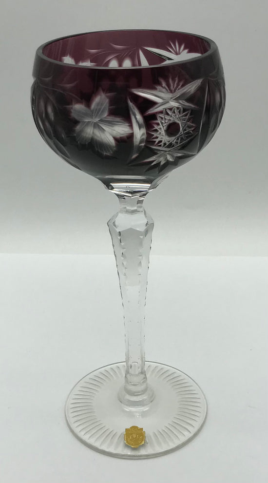 Kristall Weinglas Römer lila handgeschliffen, Echt Bleikristall