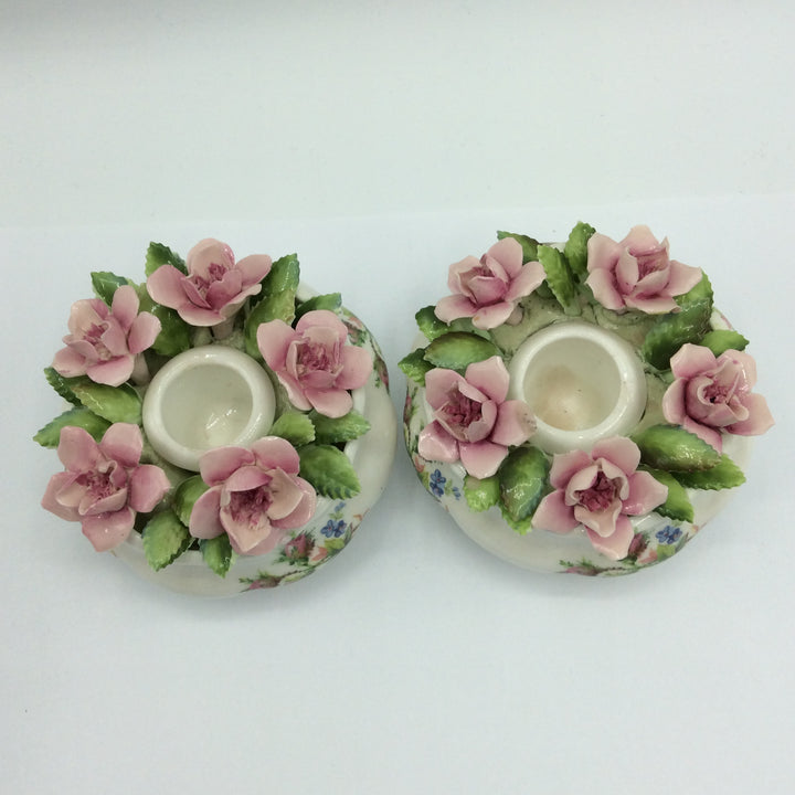 2 x Royal Albert-Porzellan-Bone China-England-Moss Rose, Kerzenhalter