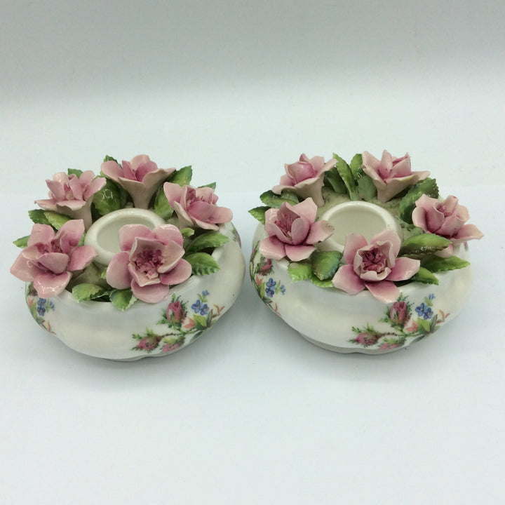 2 x Royal Albert-Porzellan-Bone China-England-Moss Rose, Kerzenhalter