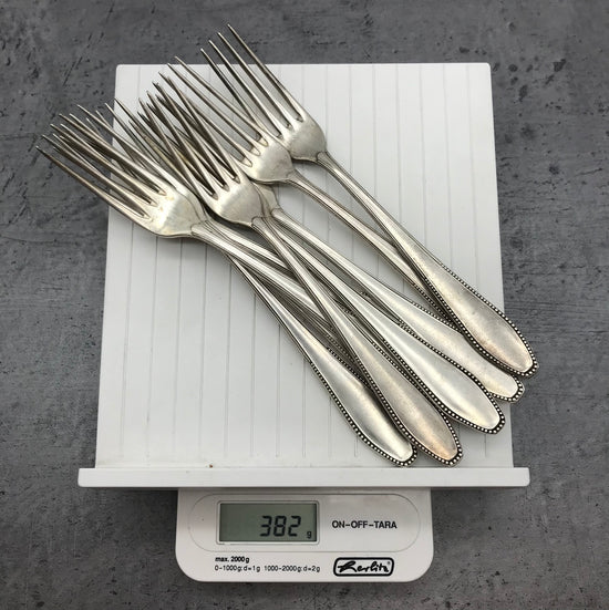 Besteck, Gabeln, 9 Stk. 60er versilbert