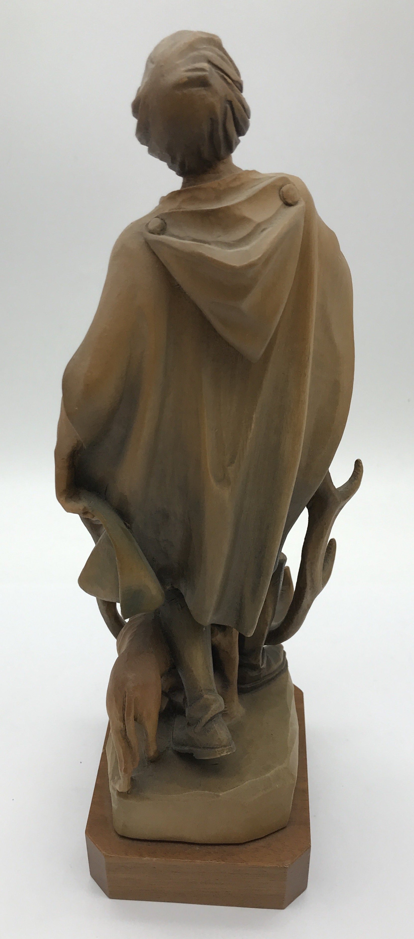 Holzfigur Jäger mit Hund und Armbrust, Holz geschnitzt, 28 cm hoch